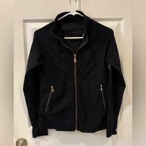 Zyia Active Black Zip-Up Jacket with Gold Hardware